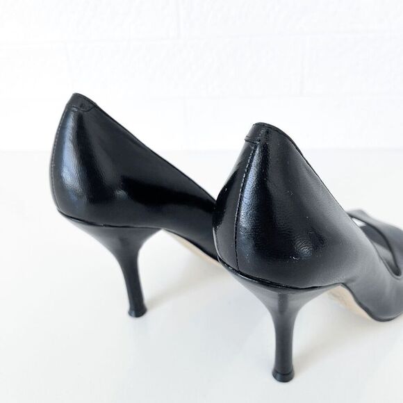 Nine West Womens Leather Peep Toe Stiletto Heel Slip-on Pumps Black Size 6M - Picture 5 of 9